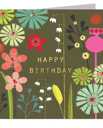 Gold Foiled Flora Birthday Card