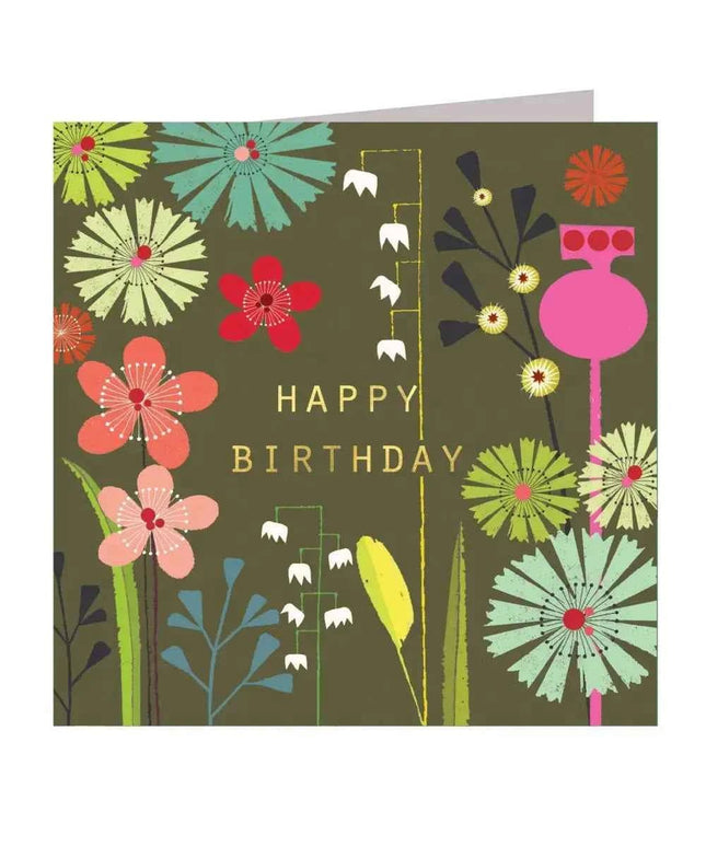 Gold Foiled Flora Birthday Card