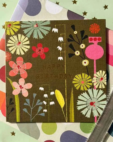 Gold Foiled Flora Birthday Card