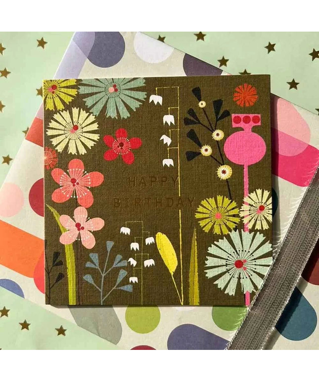 Gold Foiled Flora Birthday Card