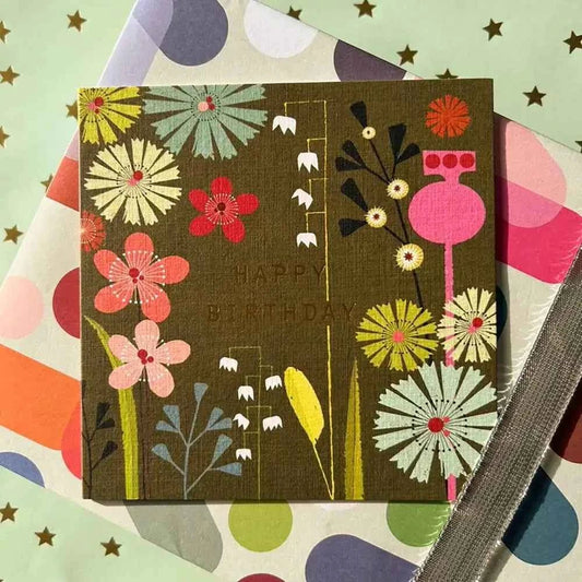 Gold Foiled Flora Birthday Card
