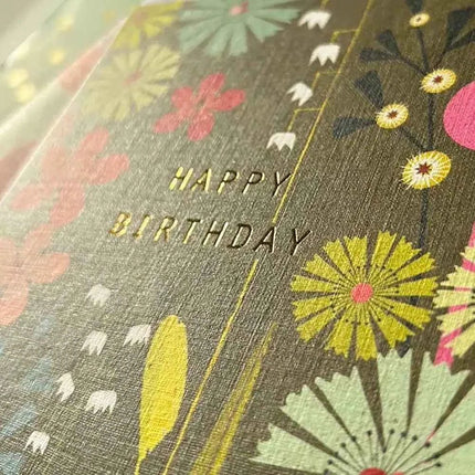 Gold Foiled Flora Birthday Card