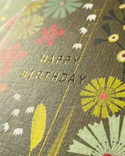 Gold Foiled Flora Birthday Card