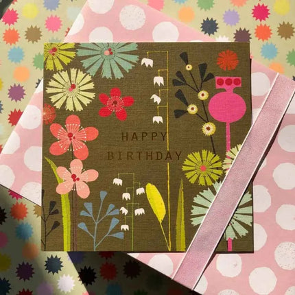 Gold Foiled Flora Birthday Card