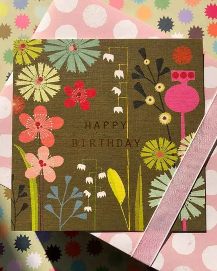 Gold Foiled Flora Birthday Card