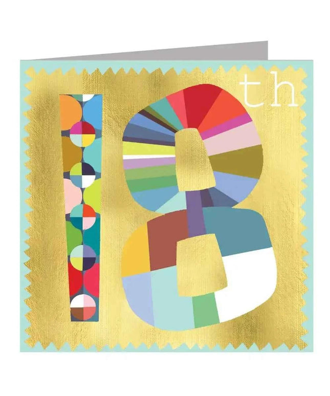 Gold Foiled Number Eighteen Card