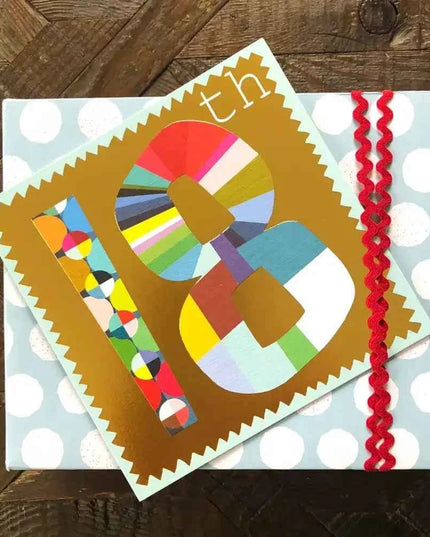 Gold Foiled Number Eighteen Card