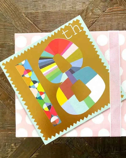 Gold Foiled Number Eighteen Card
