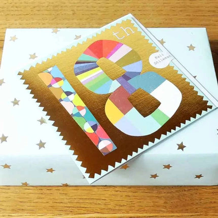 Gold Foiled Number Eighteen Card