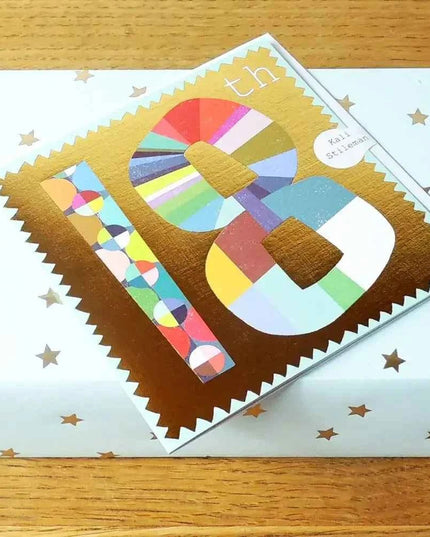 Gold Foiled Number Eighteen Card