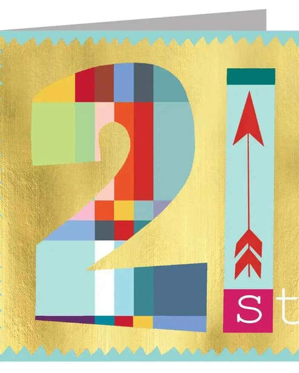 Gold Foiled Number Twenty One Card