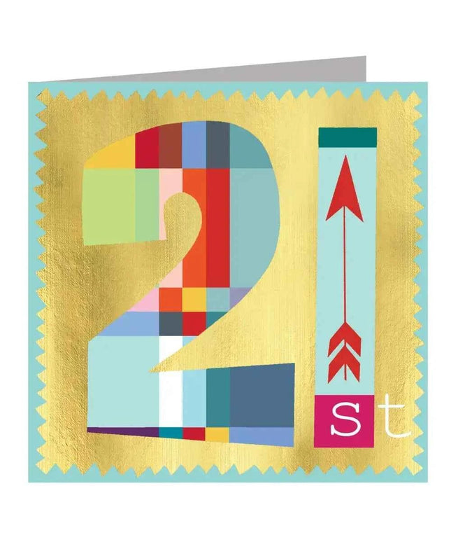Gold Foiled Number Twenty One Card