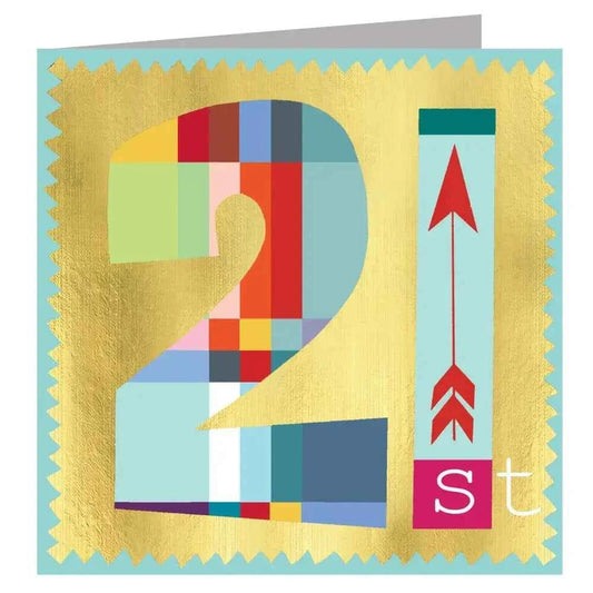 Gold Foiled Number Twenty One Card