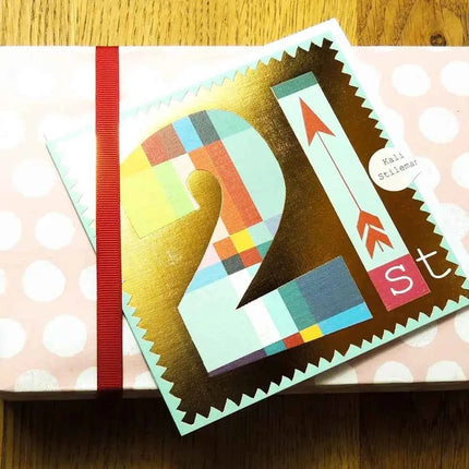 Gold Foiled Number Twenty One Card