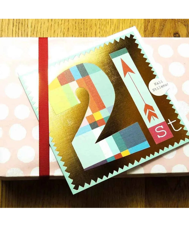 Gold Foiled Number Twenty One Card