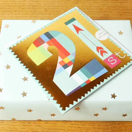 Gold Foiled Number Twenty One Card