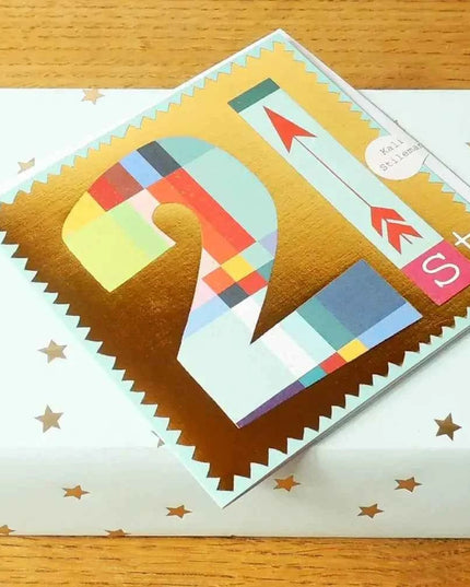 Gold Foiled Number Twenty One Card
