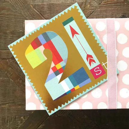 Gold Foiled Number Twenty One Card
