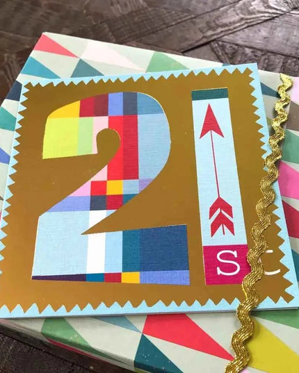 Gold Foiled Number Twenty One Card