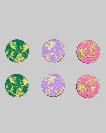 Green, lilac and pink gold blush fun stud earrings set