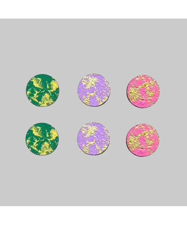 Green, lilac and pink gold blush fun stud earrings set