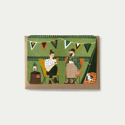 Green tent Greetings Card