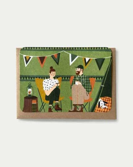 Green tent Greetings Card