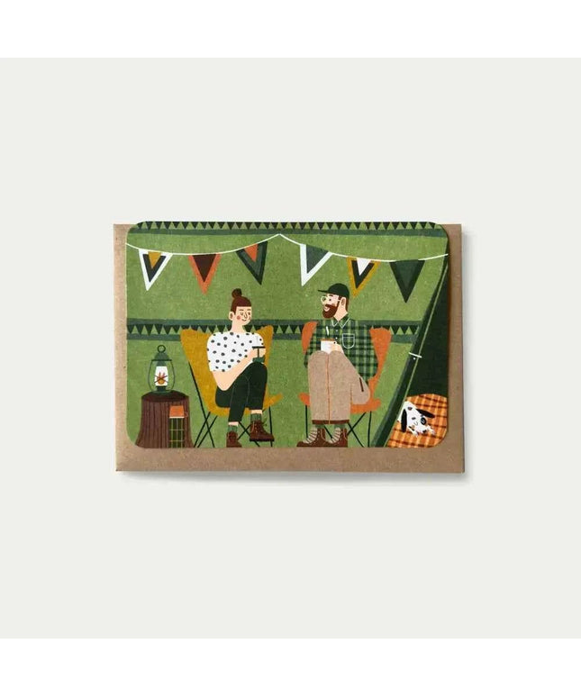 Green tent Greetings Card