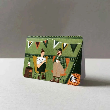 Green tent Greetings Card