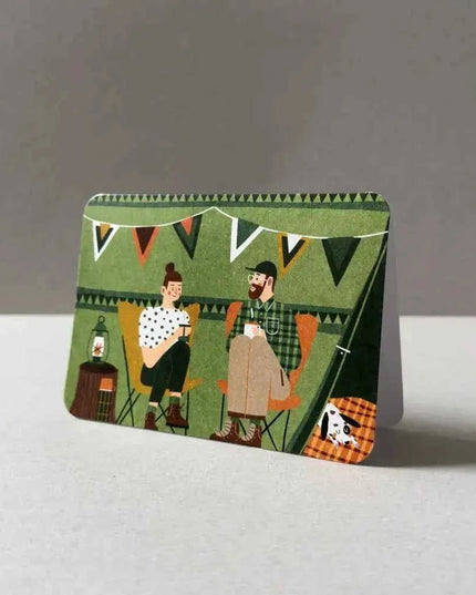 Green tent Greetings Card