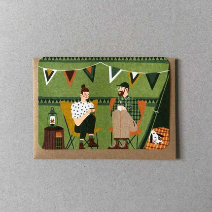 Green tent Greetings Card