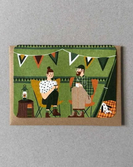 Green tent Greetings Card