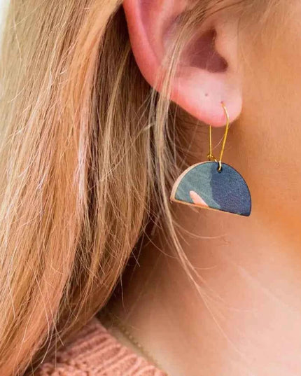 Half Moon Leather Drop Earrings - Multiple Colours