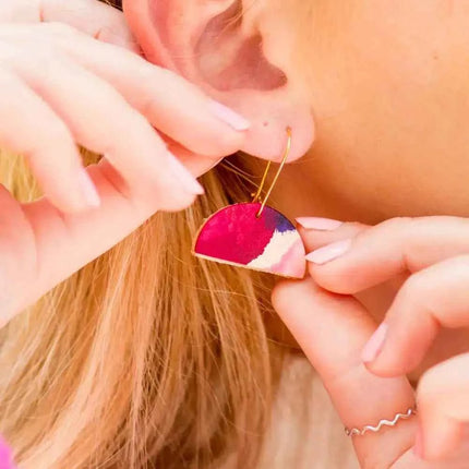 Half Moon Leather Drop Earrings - Multiple Colours