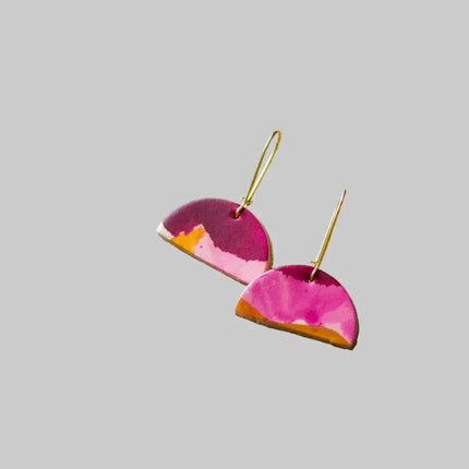 Half Moon Leather Drop Earrings - Multiple Colours