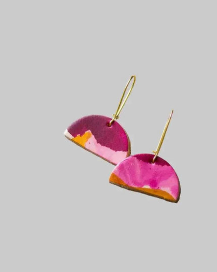 Half Moon Leather Drop Earrings - Multiple Colours