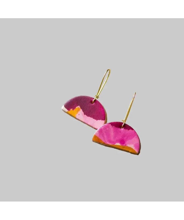 Half Moon Leather Drop Earrings - Multiple Colours
