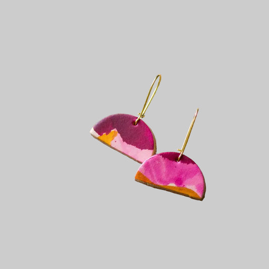 Half Moon Leather Drop Earrings - Multiple Colours