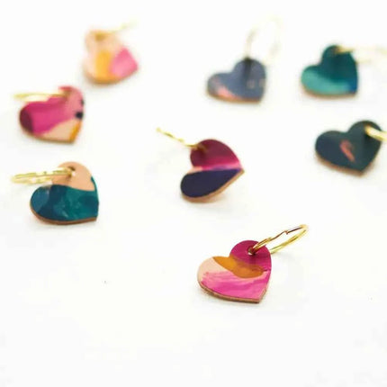 Hand Painted Heart Keyring - Multiple Colour Choices