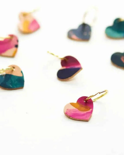 Hand Painted Heart Keyring - Multiple Colour Choices