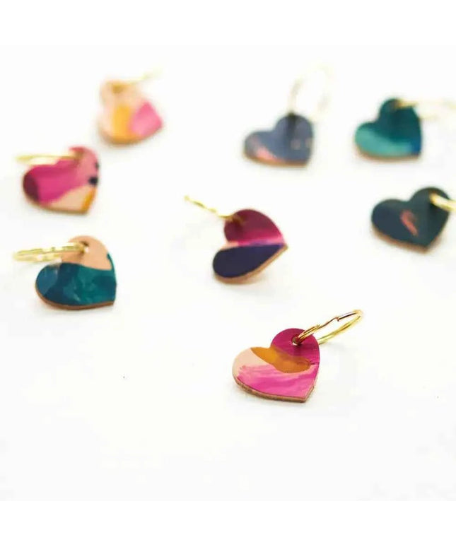 Hand Painted Heart Keyring - Multiple Colour Choices