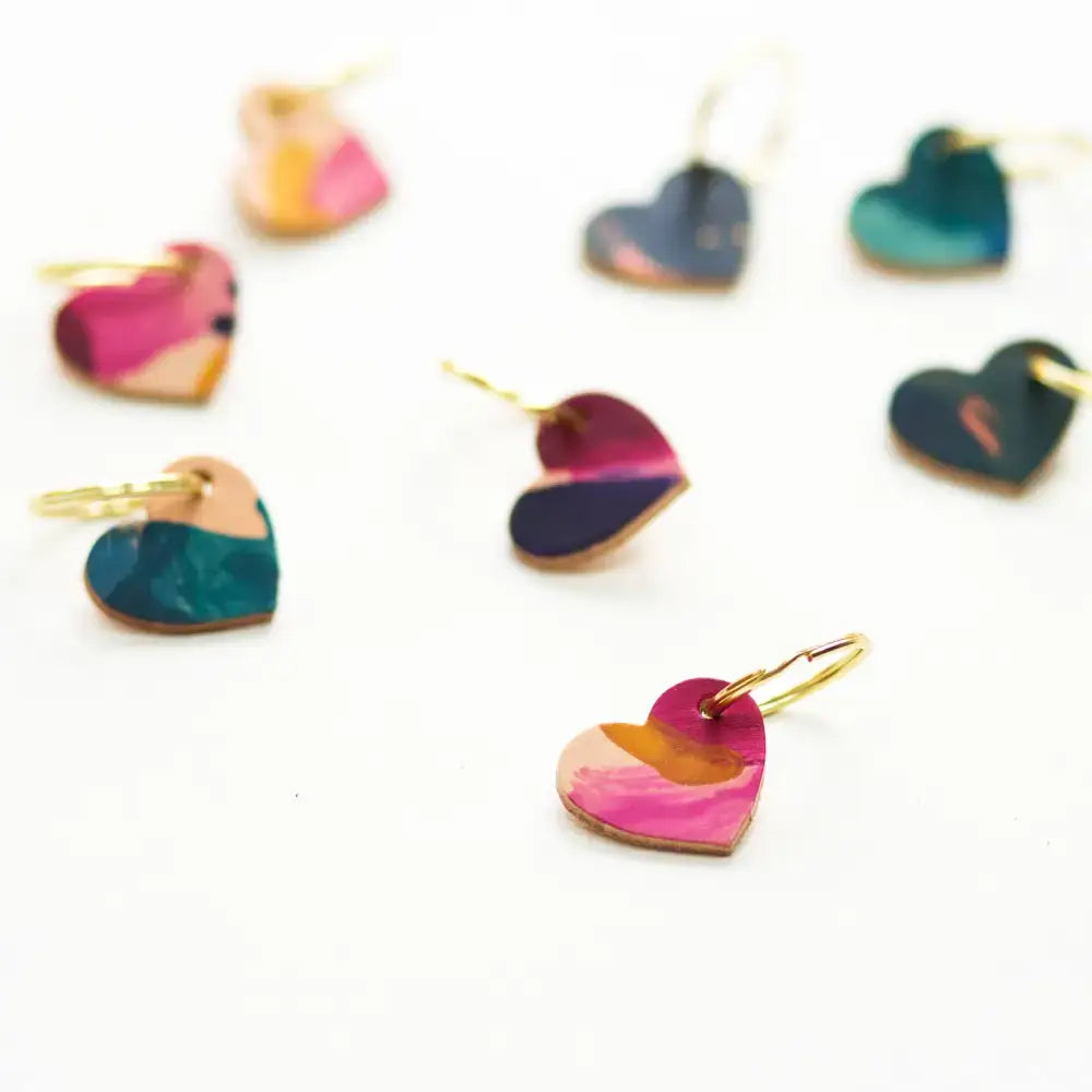 Hand Painted Heart Keyring - Multiple Colour Choices