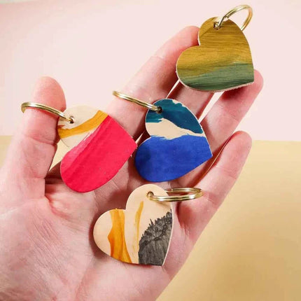 Hand Painted Heart Keyring - Multiple Colour Choices