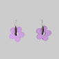Hand Painted Lilac Statement Flower Dangle Hoop Earrings