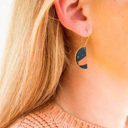 Hand Painted Semi Circle Leather Drop Earrings - Multiple