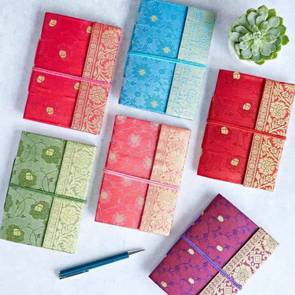 Handmade Sari Notebook - Pocket Sized Notebook Journal