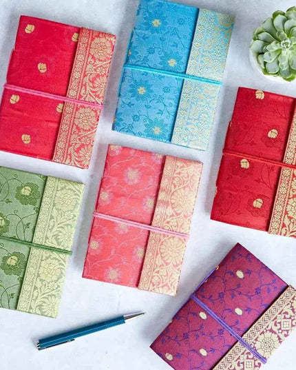 Handmade Sari Notebook - Pocket Sized Notebook Journal