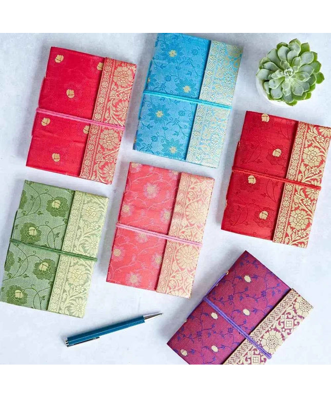 Handmade Sari Notebook - Pocket Sized Notebook Journal