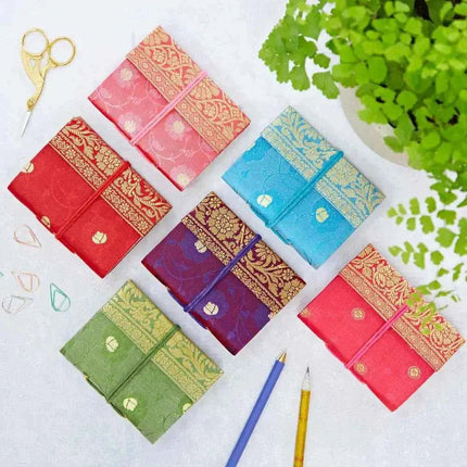 Handmade Sari Notebook - Pocket Sized Notebook Journal
