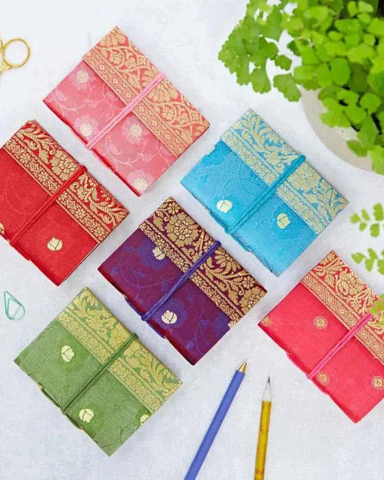 Handmade Sari Notebook - Pocket Sized Notebook Journal
